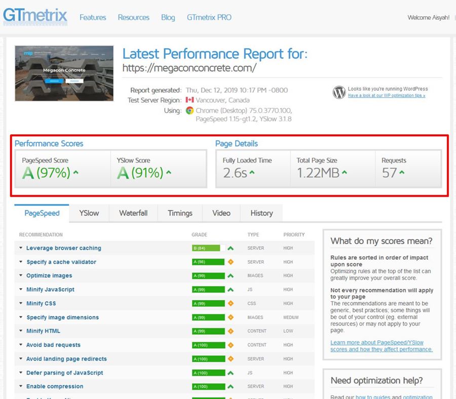 megaconconcrete.com - Page Speed Optimization